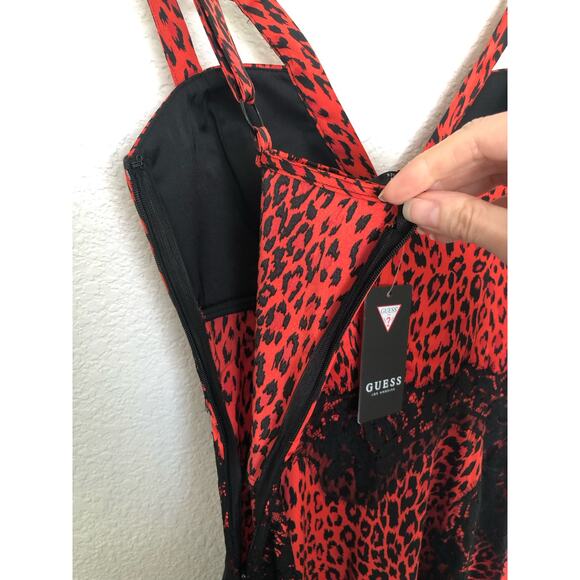 GUESS Nadine Red and Black Leopard Print Fit and Flare Dress - XS - Picture 6 of 7
